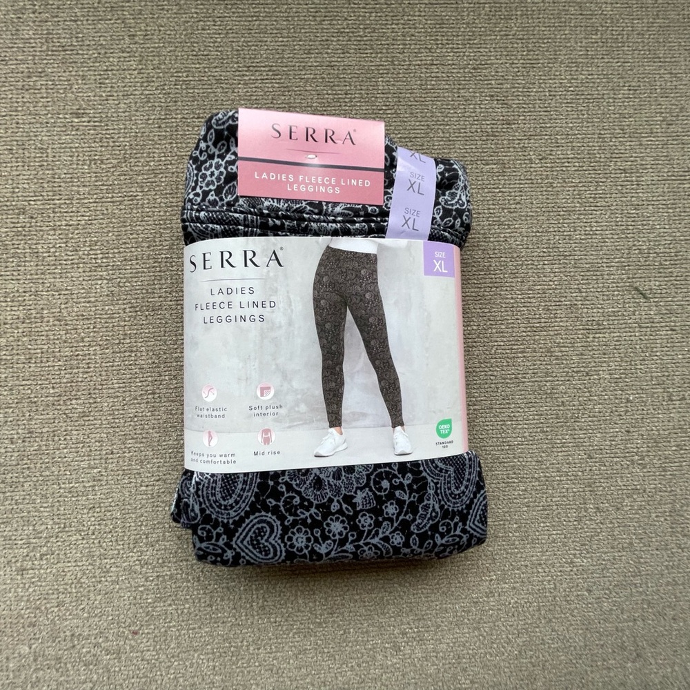 Serra Black and Gray Fleece Lined Leggings